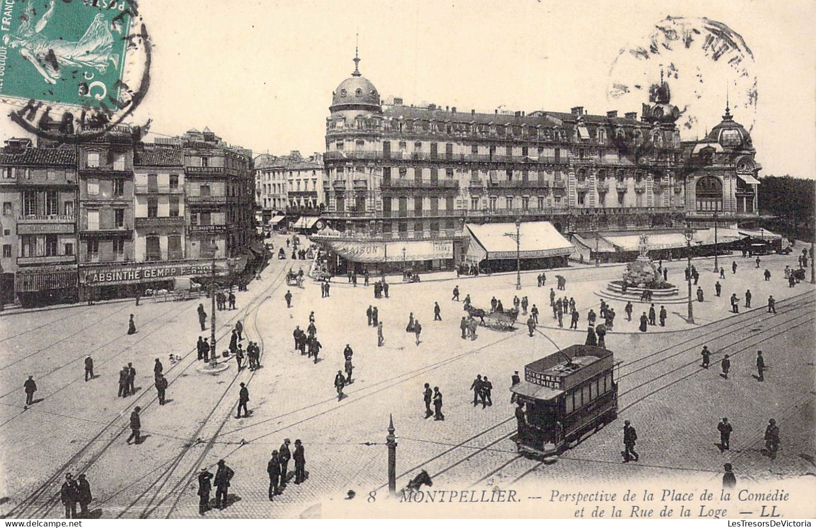 FRANCE - 34 - Montpellier - Perspective De La Place De La Comédie Et De La Rue De La Loge - Carte Postale Ancienne - Montpellier