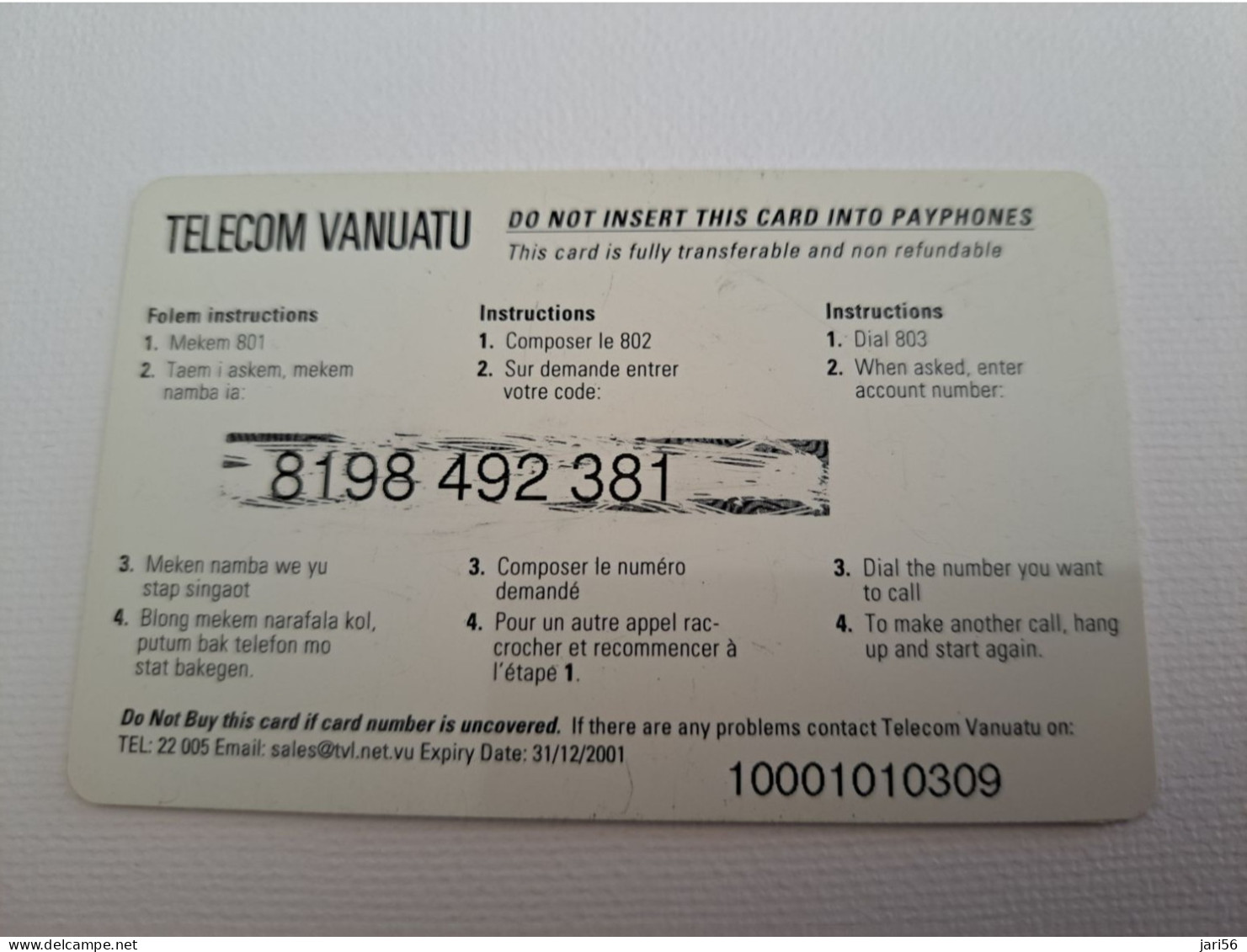 VANUATU  / PREPAID /  MASK , 450 VT,     Fine Used CARD    **13487 ** - Vanuatu