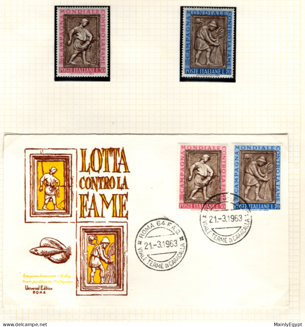 VATICAN - 1963 Freedom From Hunger - 2 Stamps MNH, Plus FDC And Descriptive Folder - Alimentation