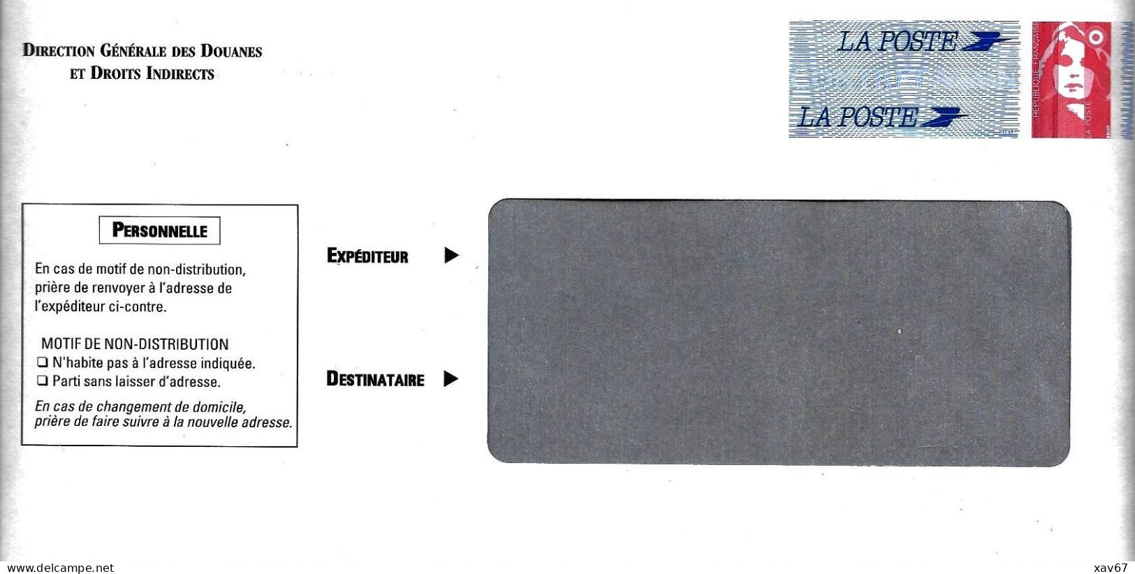 PAP TSC Neuf Direction Générale Des Douanes Et Droits Indirects - Marianne De Briat - Prêts-à-poster:Stamped On Demand & Semi-official Overprinting (1995-...)