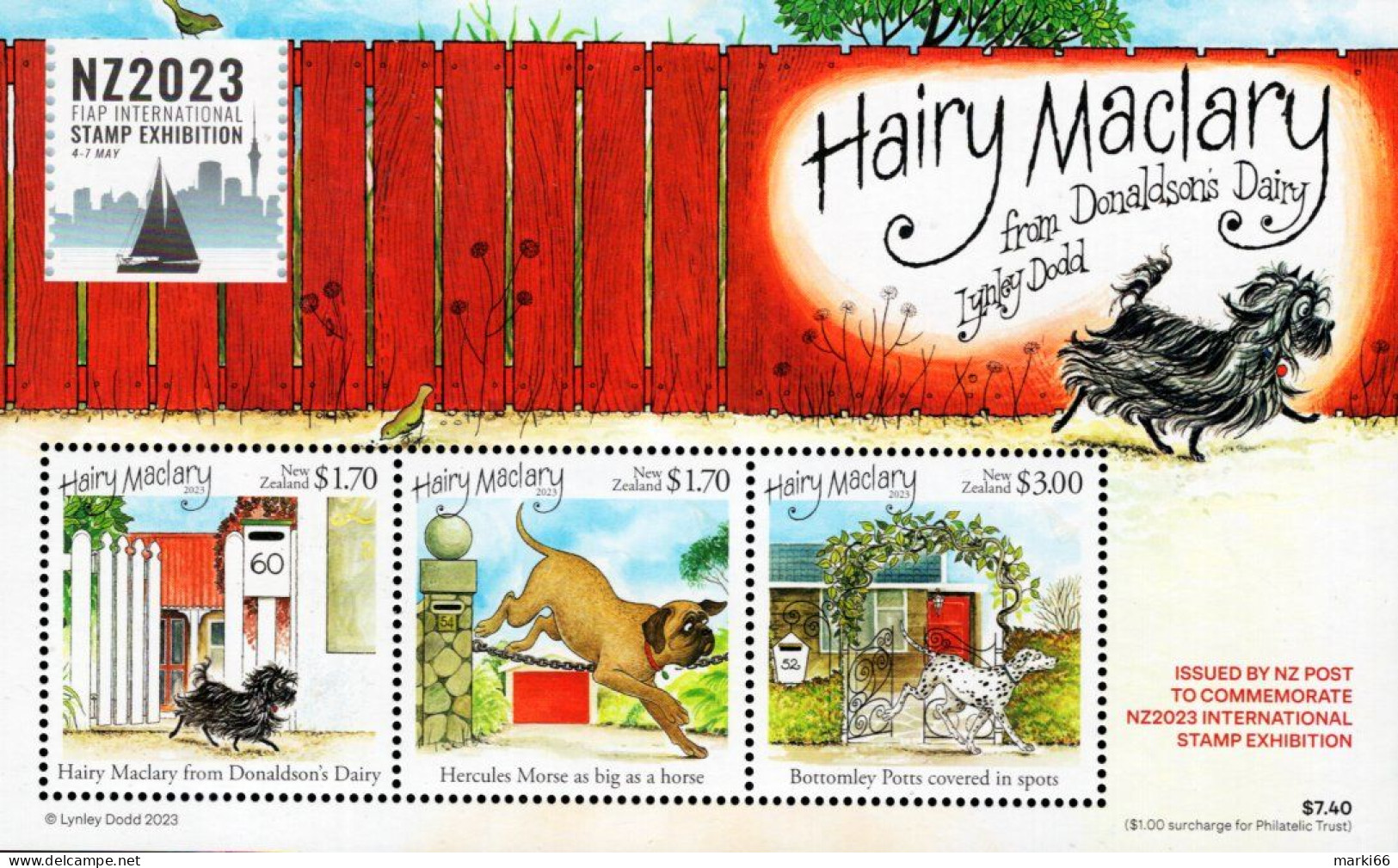 New Zealand - 2023 - Hairy Maclary Dogs - NZ2023 Stamp Exhibition - Mint Souvenir Sheet - Nuovi
