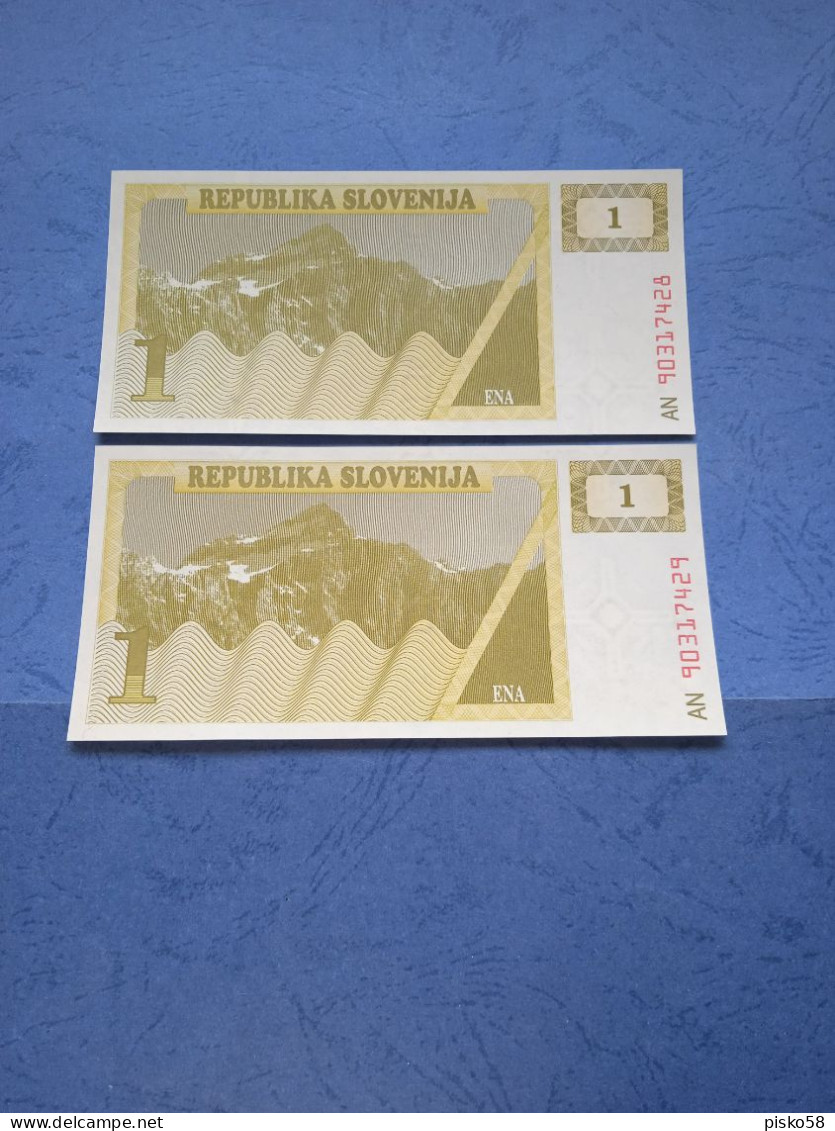 SLOVENIA-P1 1T 1990 UNC (2 Consecutivi) - Slovénie