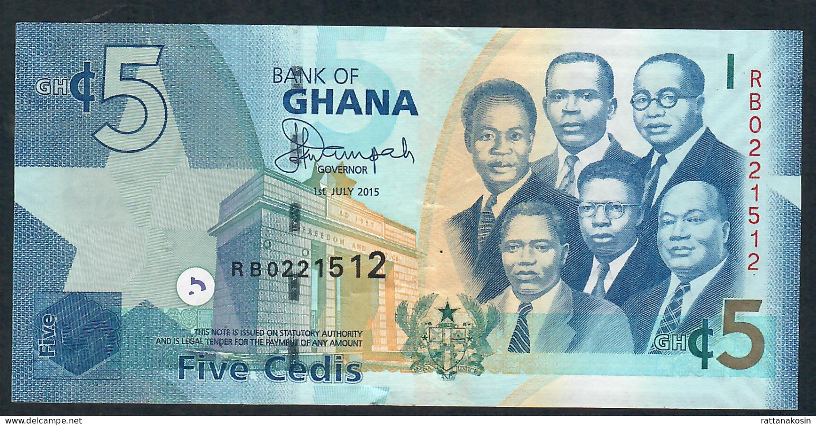 GHANA P38f 5 CEDIS 2015 #RB   VF-XF - Ghana