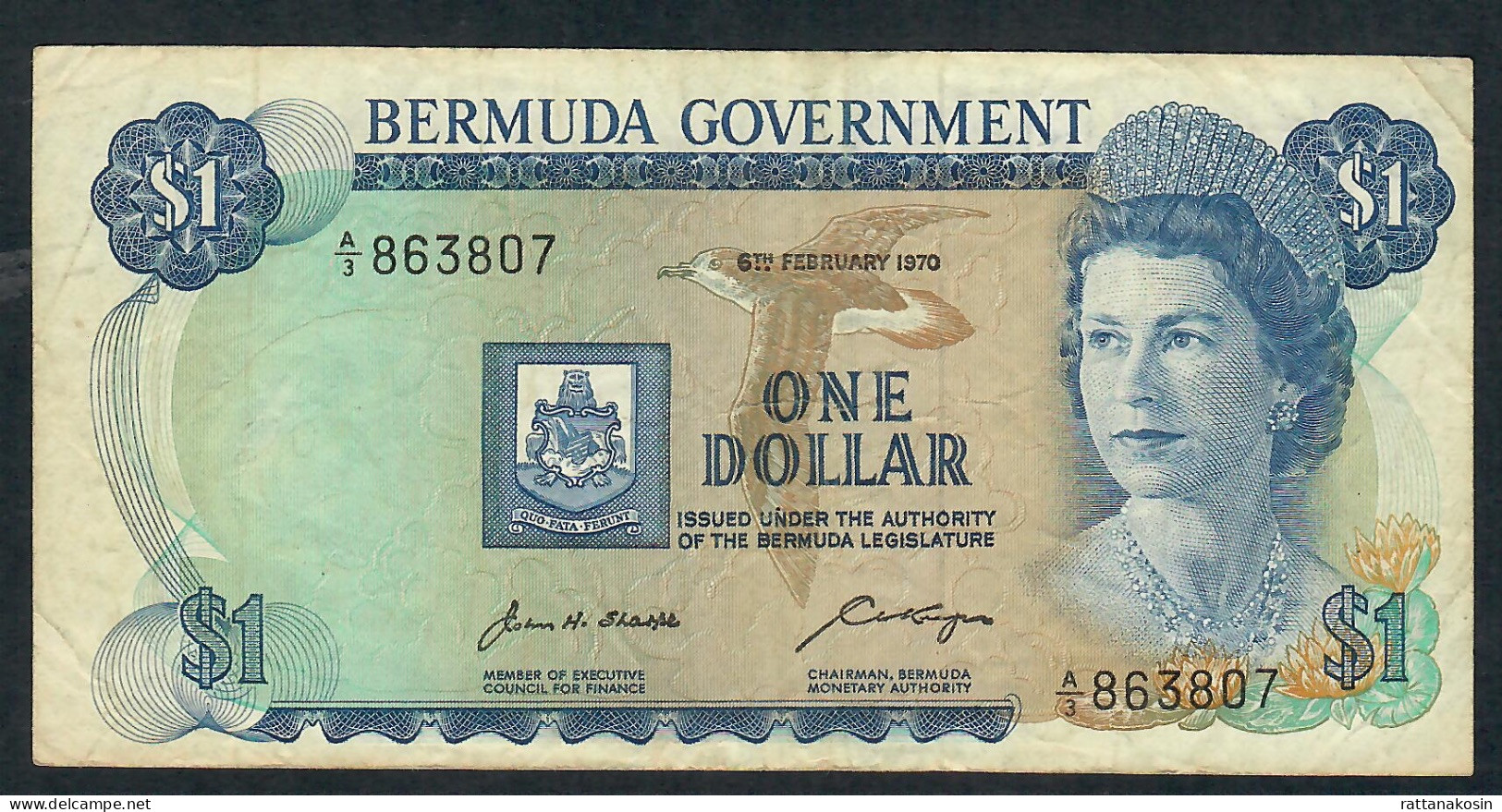 BERMUDA P23 1 DOLLAR 6.2.1970. # A/1    VF NO P.h. - Bermudes