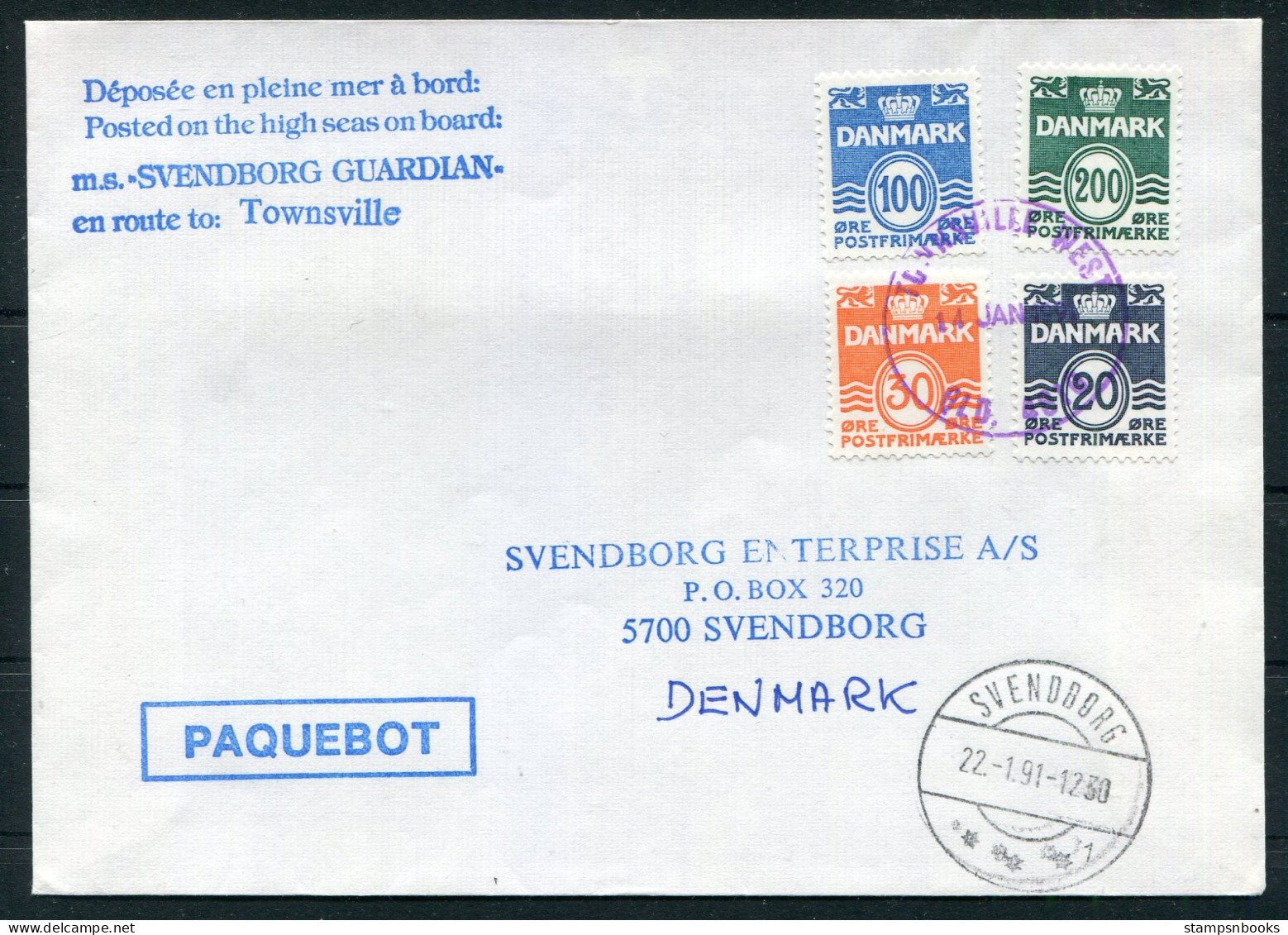 1991 Denmark Australia Svendborg Townsville Queensland "SVENBORG GUARDIAN" Ship PAQUEBOT Cover - Covers & Documents