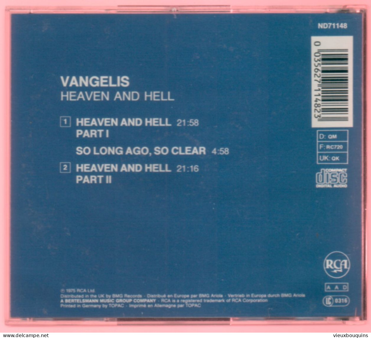 VANGELIS : HEAVEN AND HELL - Strumentali