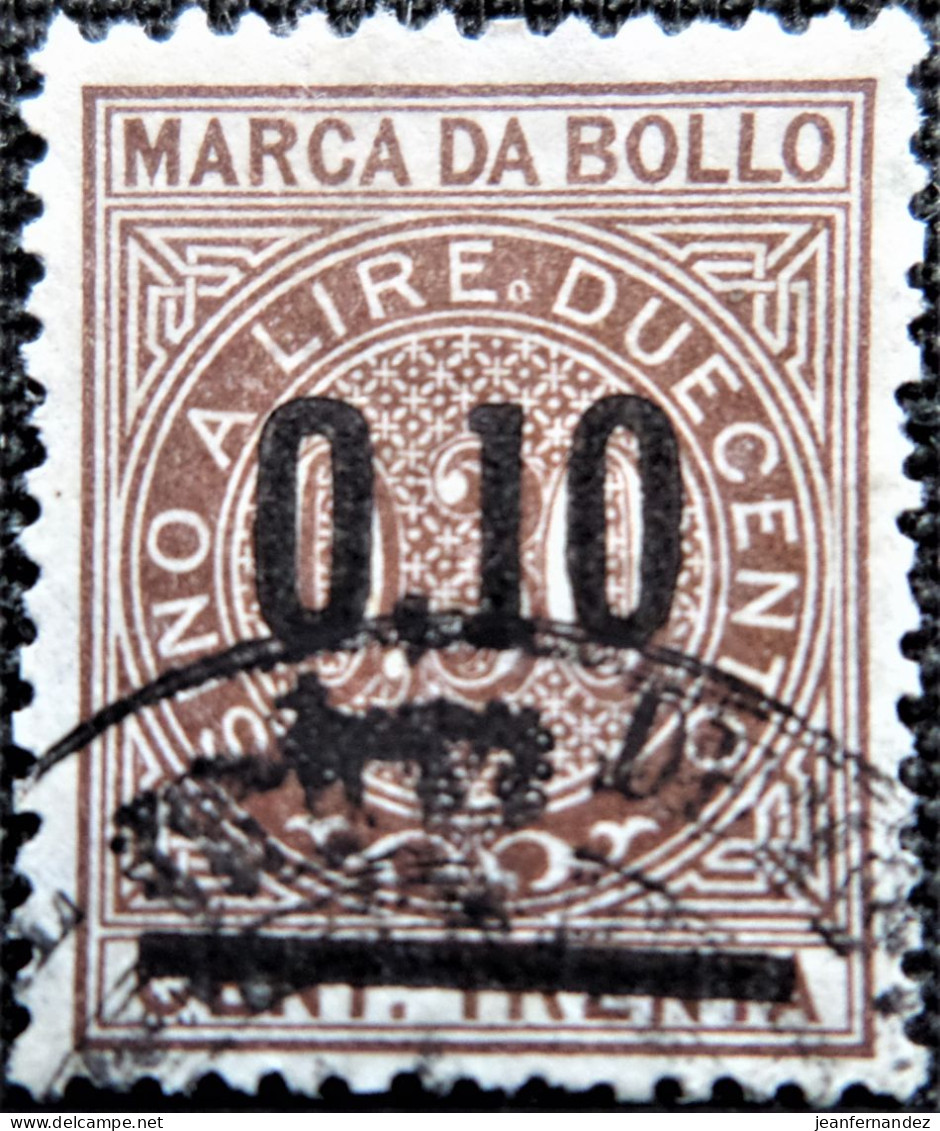 Italie -1871 Victor Emmanuel Ll - Timbre Fiscal   0,10 Su 0,30 Oblitéré Y&T  N° - Fiscaux
