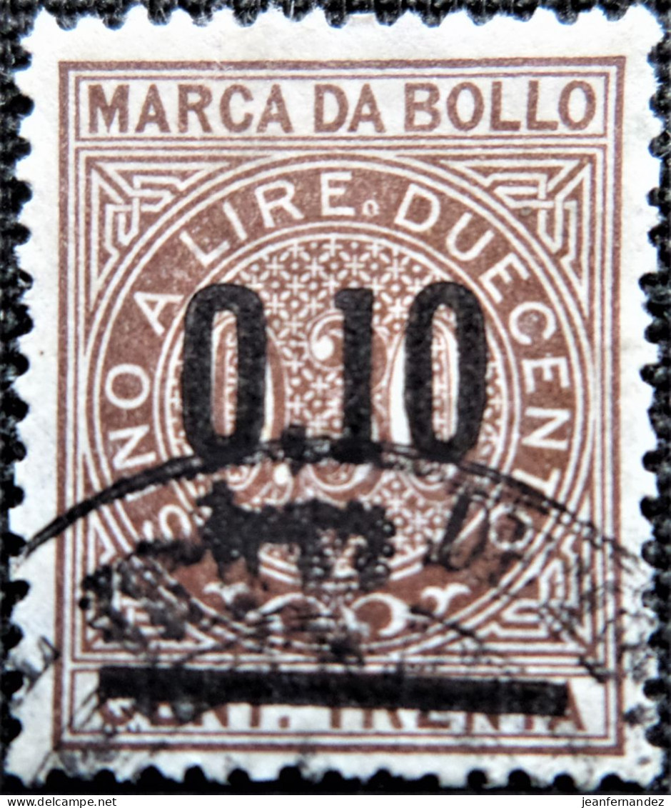 Italie -1871 Victor Emmanuel Ll - Timbre Fiscal   0,10 Su 0,30 Oblitéré Y&T  N° - Fiscali