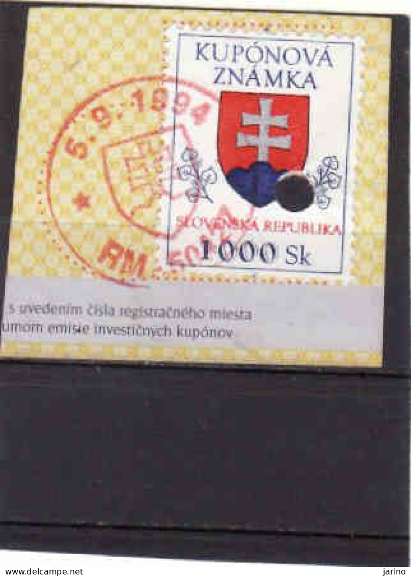 Slovakia  1994, Kuponová Známka 1 000 Sk, Used - Sonstige & Ohne Zuordnung