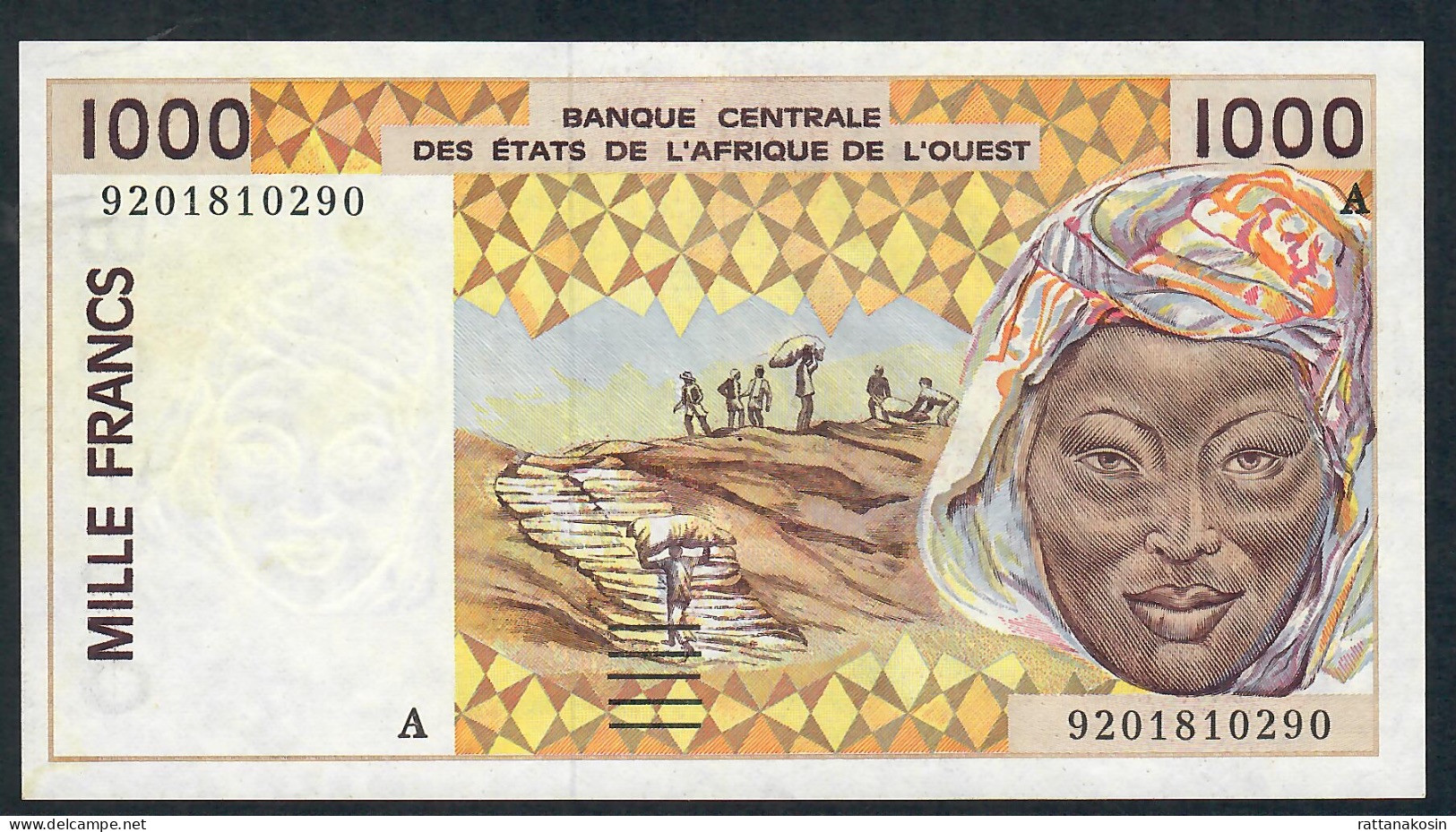 W.A.S.  IVORY COAST  P111Ab 1000 FRANCS (19)92   1992     UNC. - États D'Afrique De L'Ouest