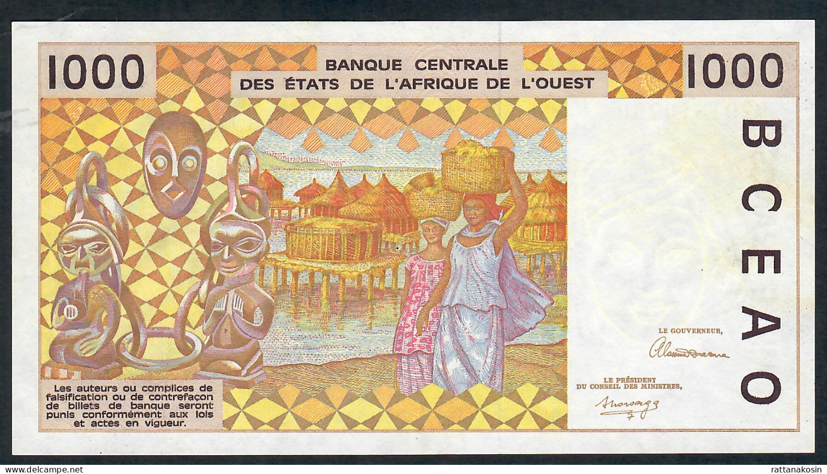 W.A.S.  IVORY COAST  P111Ab 1000 FRANCS (19)92   1992     UNC. - États D'Afrique De L'Ouest