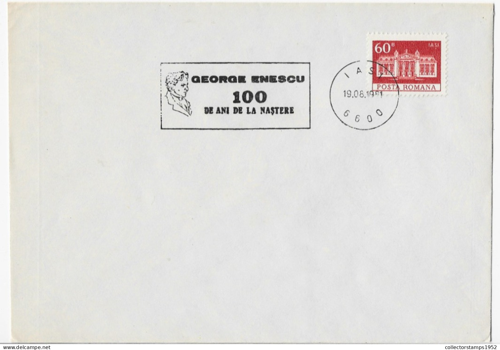 GEORGE ENESCU ,100 YEARS, SPECIAL COVER,  ROMANIA - Lettres & Documents