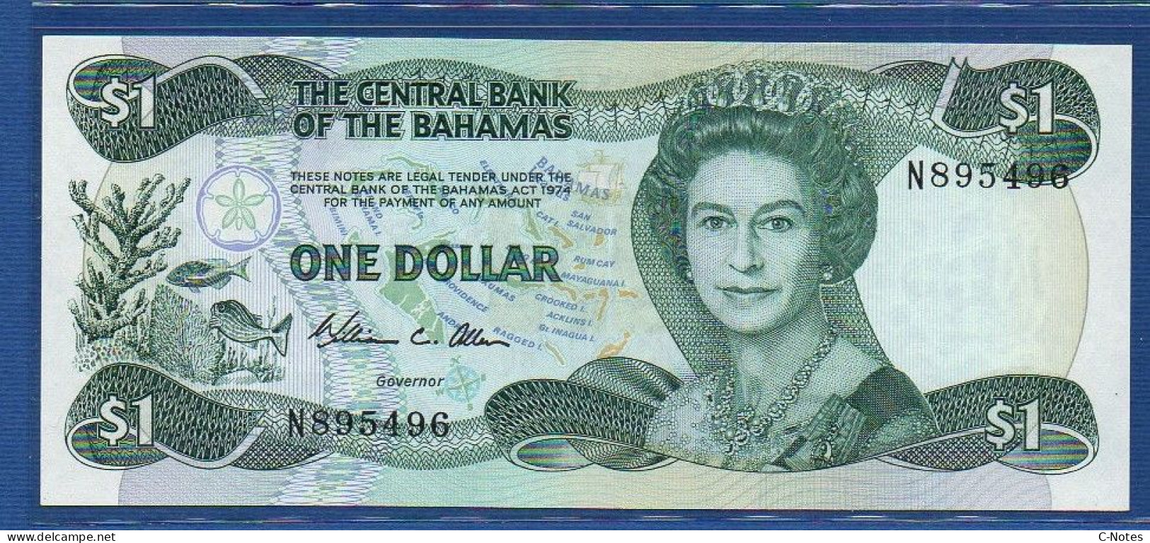 BAHAMAS - P.43a – 1 Dollar L. 1974 (1984) UNC, S/n N895496 - Bahamas