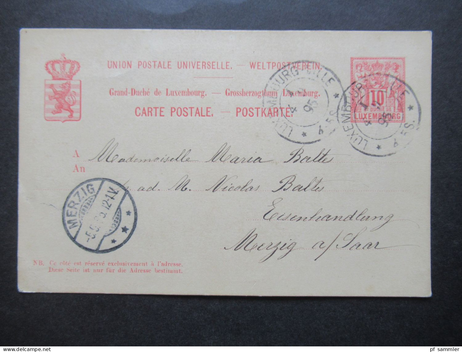 Luxemburg / Luxembourg 3x GA 1889, 1905 Und 1908 Alle Nach Merzig Ins Deutsche Reich Gesendet! Mit Ank. Stempel - Interi Postali