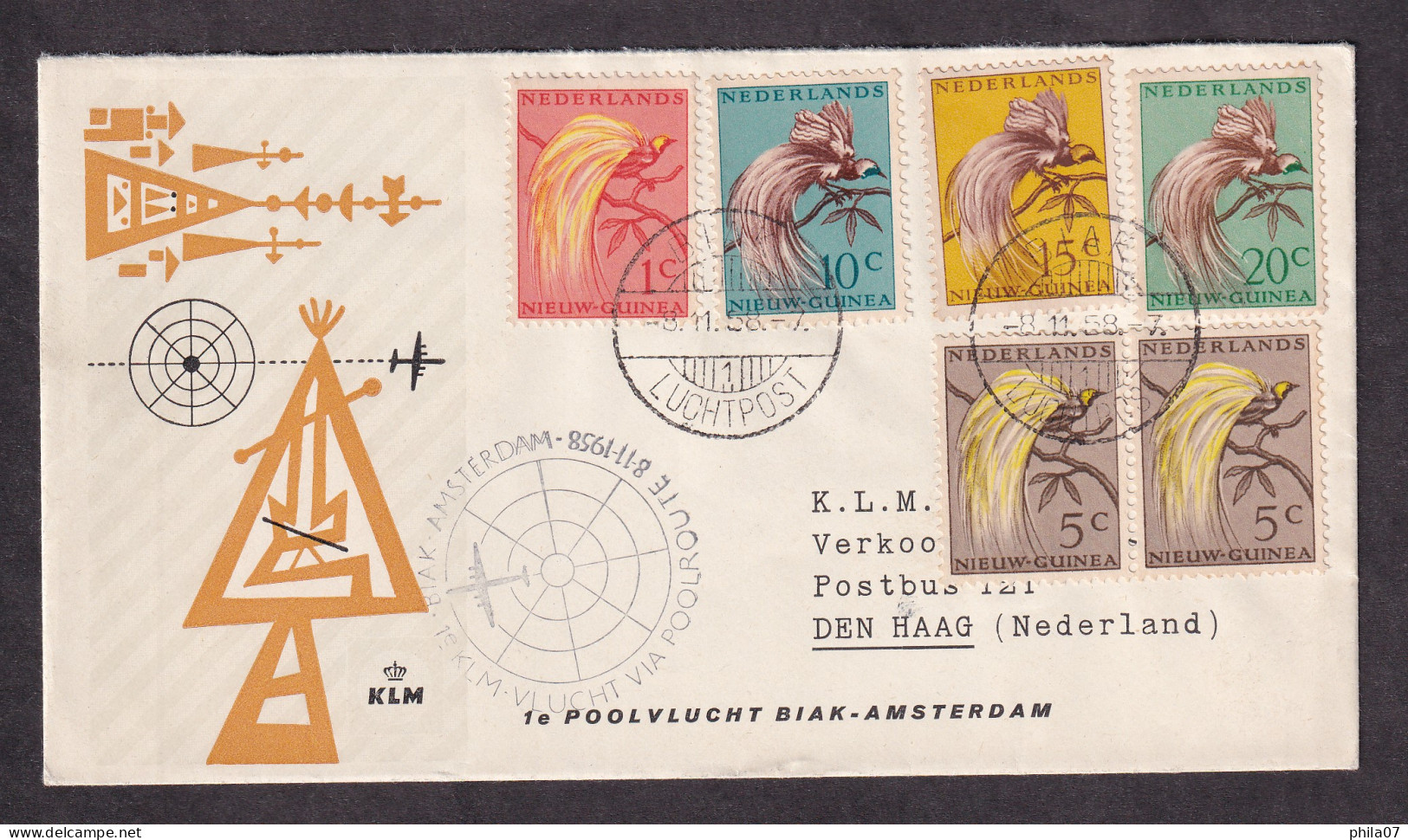 Netherlands Nieuw-Guinea - Nice Envelope For Air Mail With Multicolored Franking And Nice Commemorative Cancel / 2 Scans - Netherlands New Guinea