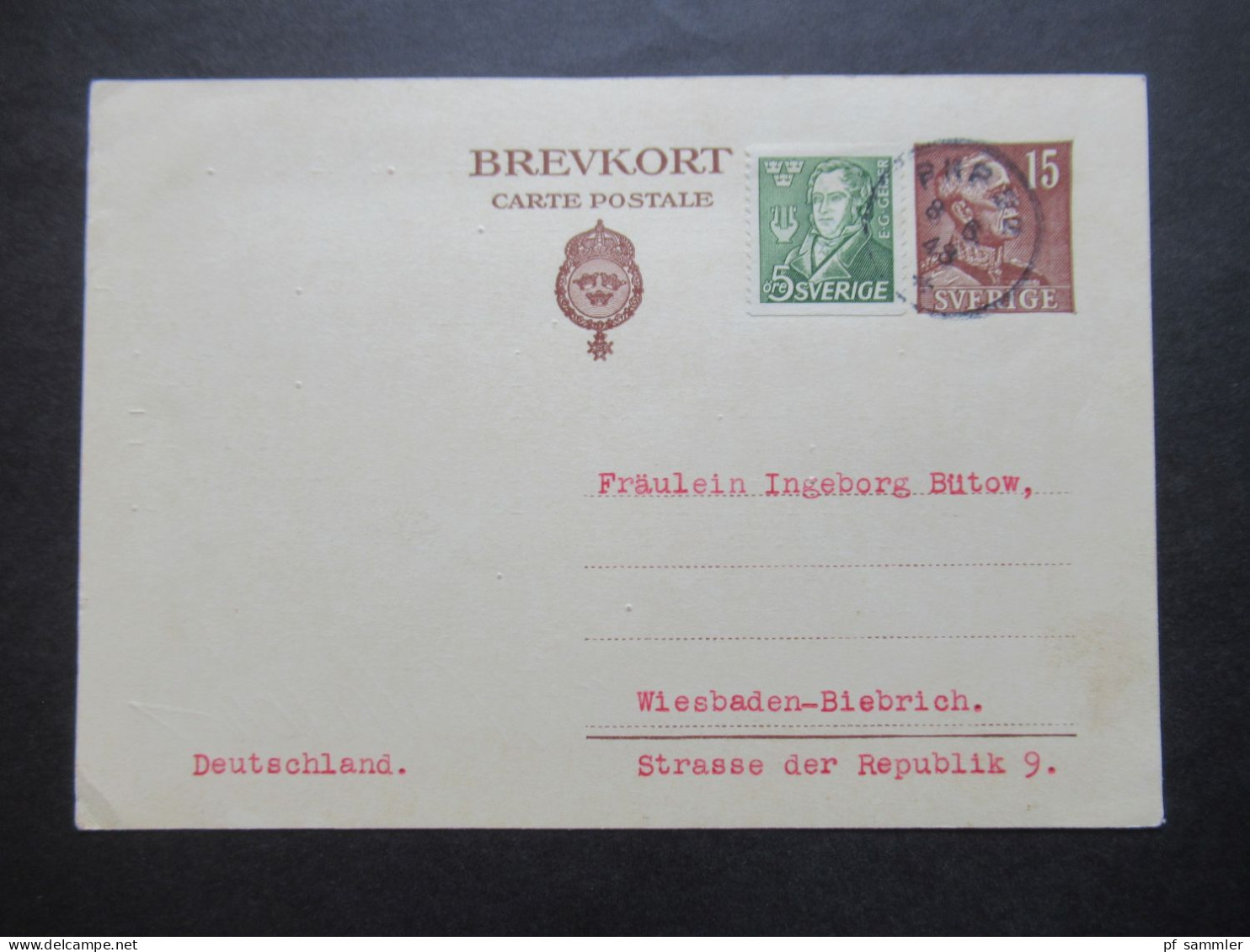 Schweden 2x GA 1919 Stempel Storängen - Biebrich Und 1x 1948 Stempel K1 Eksjö Nach Biebrich / Wiesbaden - Entiers Postaux