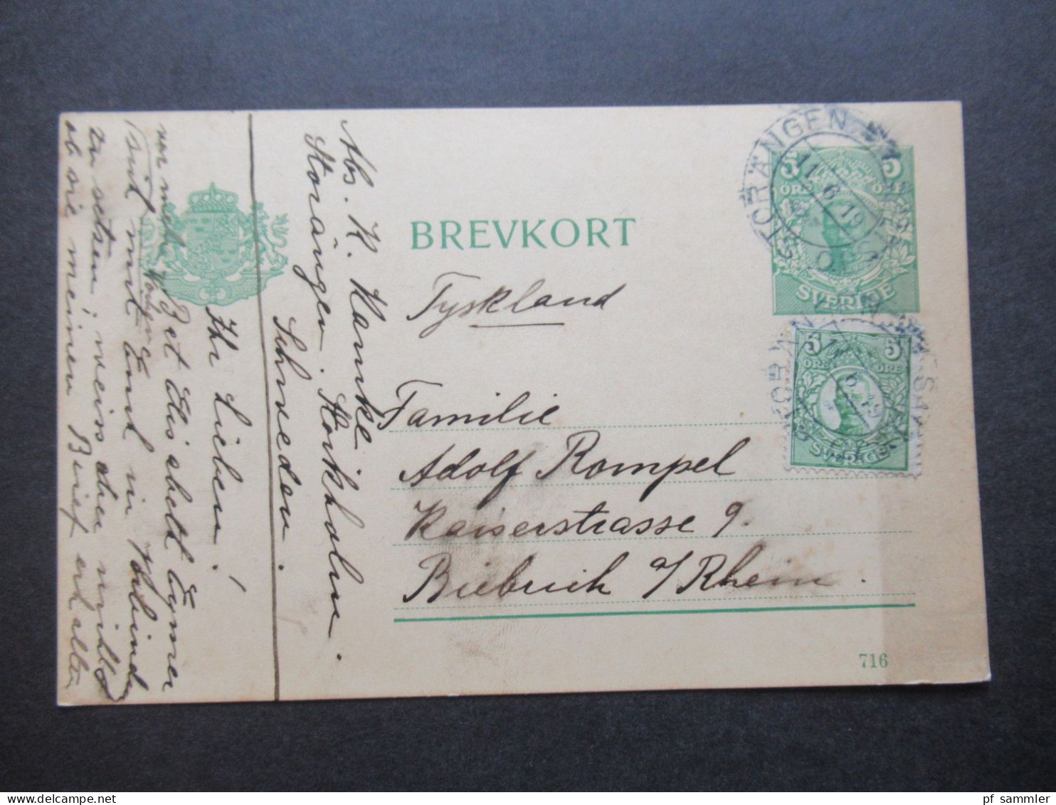 Schweden 2x GA 1919 Stempel Storängen - Biebrich Und 1x 1948 Stempel K1 Eksjö Nach Biebrich / Wiesbaden - Entiers Postaux