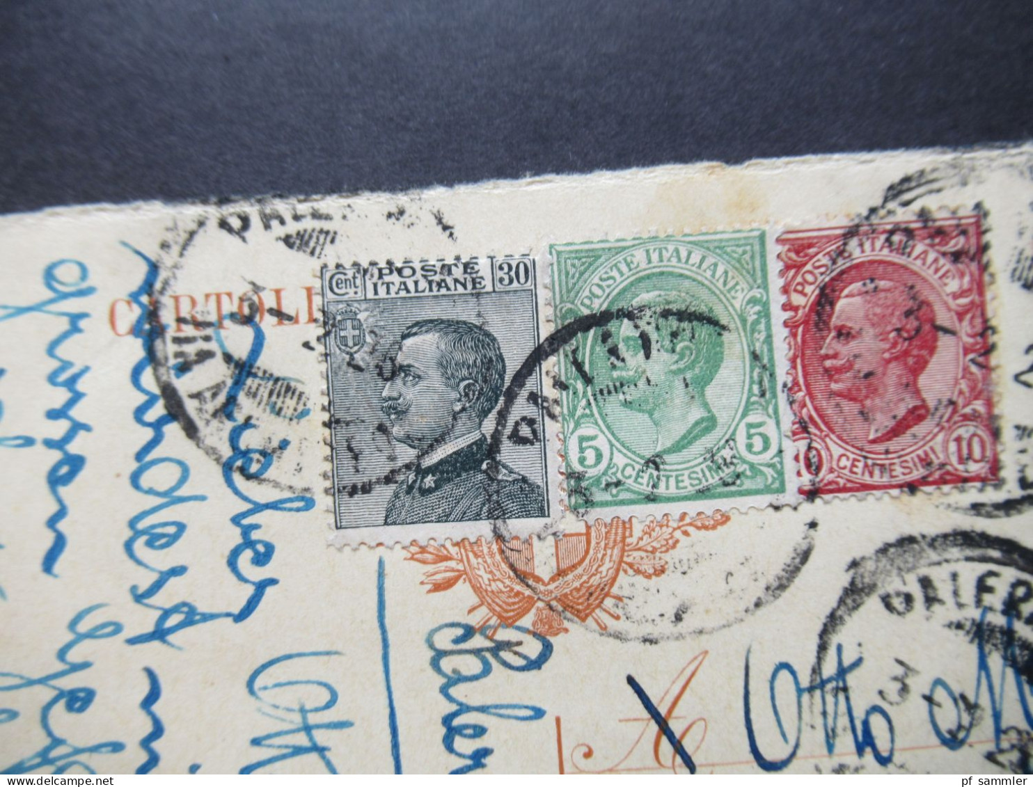 Italien 1926 Ganzsache / Fragekarte ?! Mit 3 Zusatzfrankaturen Palermo - Berlin Charlottenburg - Postwaardestukken