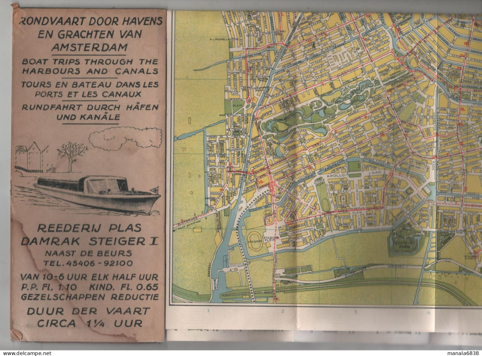 Plattegrond Map Plan Stadtplan Amsterdam Boat Trips Harbours Canals Tours En Bateaux Canaux Rundfahrt Hafen Kanale - Nautical Charts