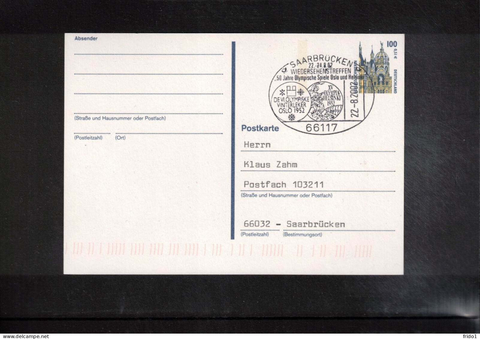 Germany 2002 50th Anniversary Of The Olympic Games Oslo + Helsinki Interesting Postmark - Inverno1952: Oslo