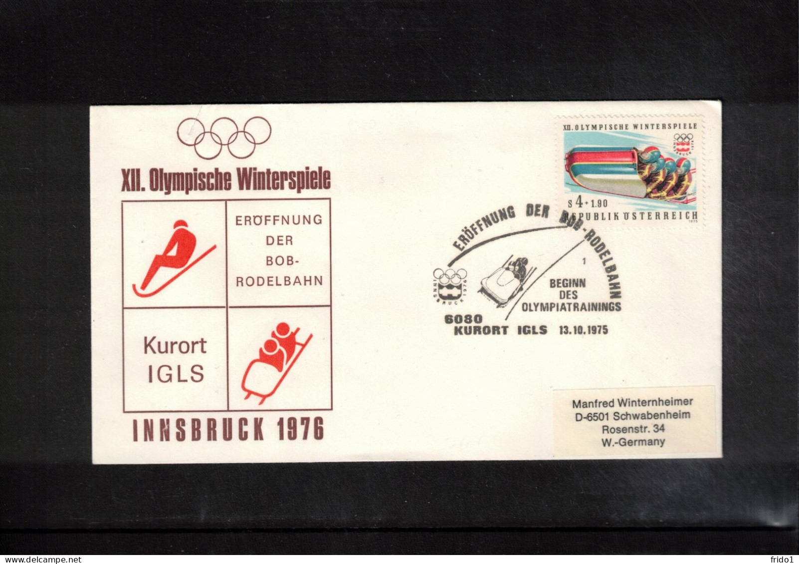 Austria 1975 Olympic Games Innsbruck - Opening Of The Bob And Luge Stadium Interesting Cover - Hiver 1976: Innsbruck