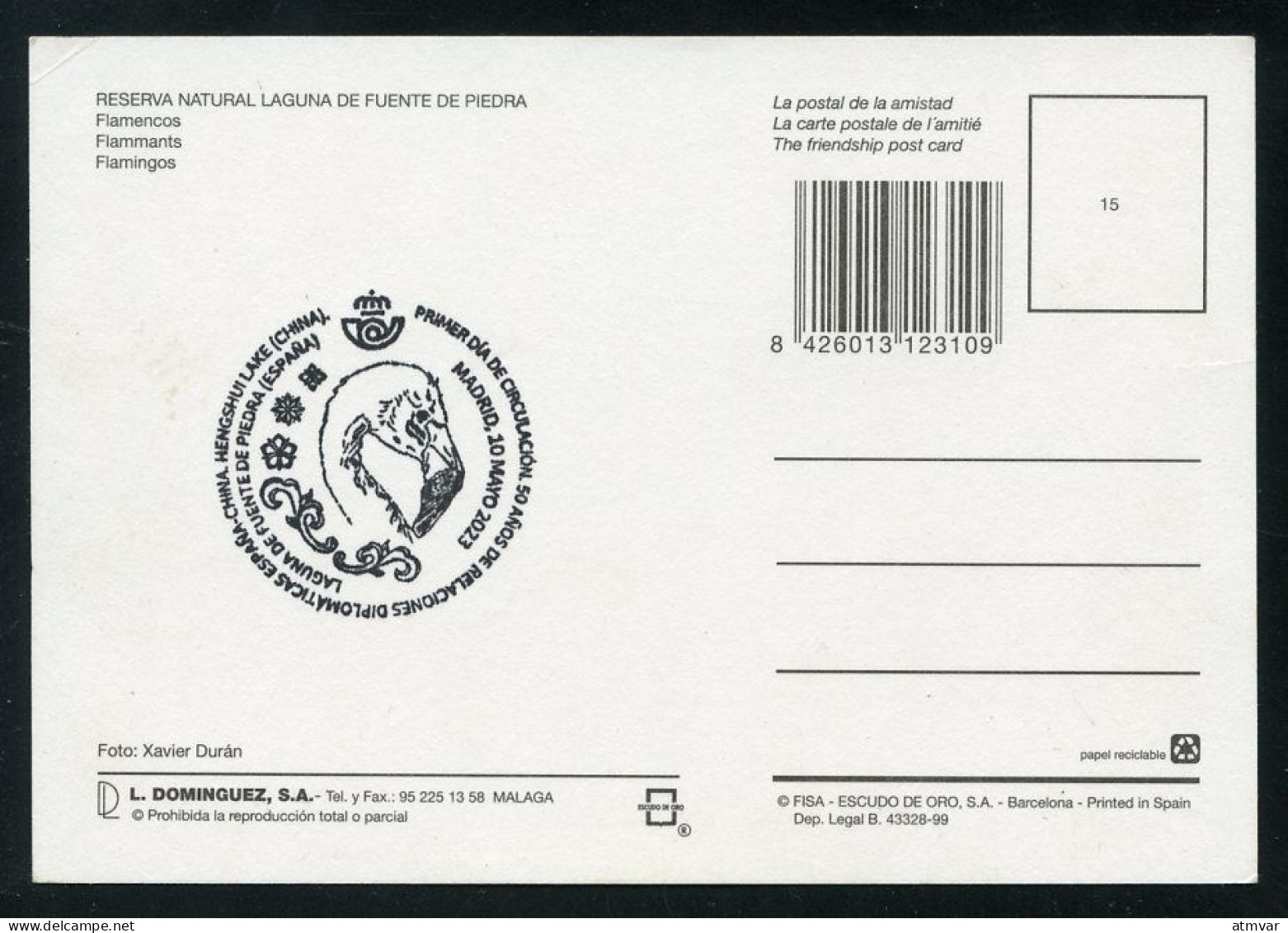 ESPAÑA (2023) Carte Maximum Card - Emisión Conjunta Joint Issue China Flamingo Flamenco Flamant Laguna Fuente De Piedra - Tarjetas Máxima