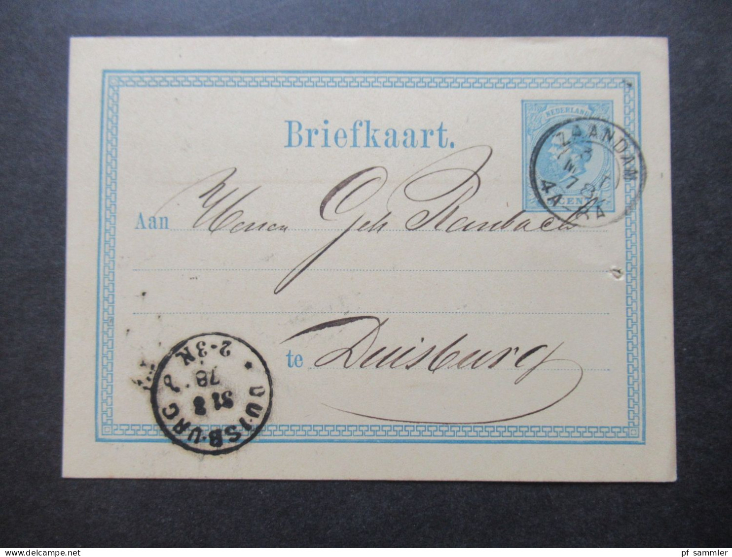 Niederlande 1878 Drei Ganzsachen Als Auslands PK Nach Duisburg Alle Mit K1 Ank. Stempel Duisburg - Ganzsachen