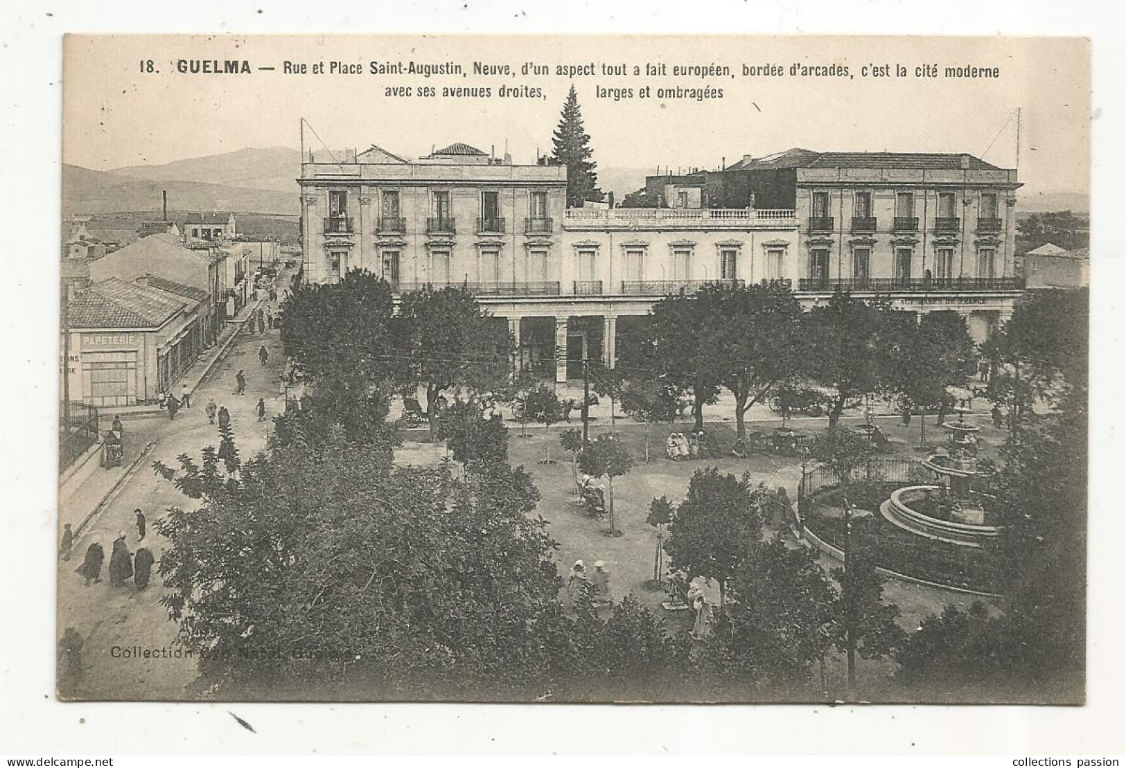 Cp, ALGERIE, GUELMA, Rue Et Place ST AUGUSTIN, Voyagée 1914 - Guelma