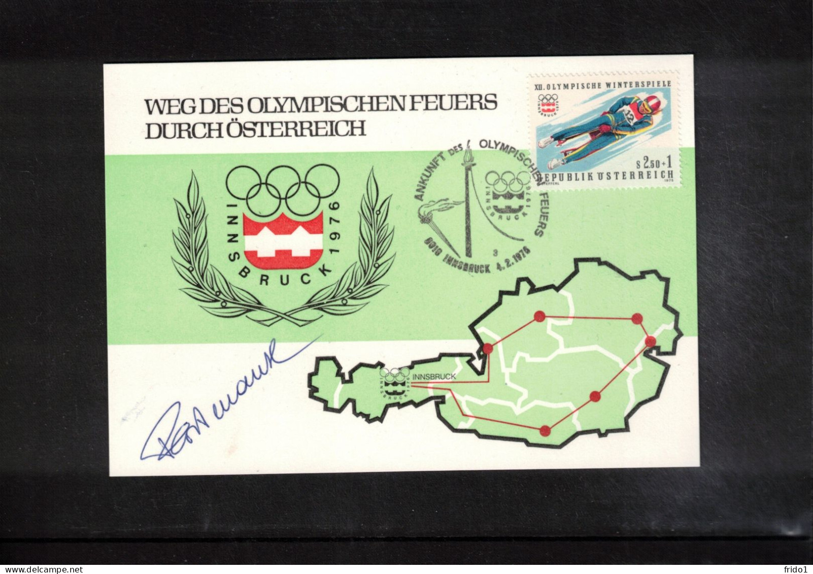 Austria 1976 Olympic Games Innsbruck - Olympic Flame Innsbruck Interesting Signed Postcard - Inverno1976: Innsbruck
