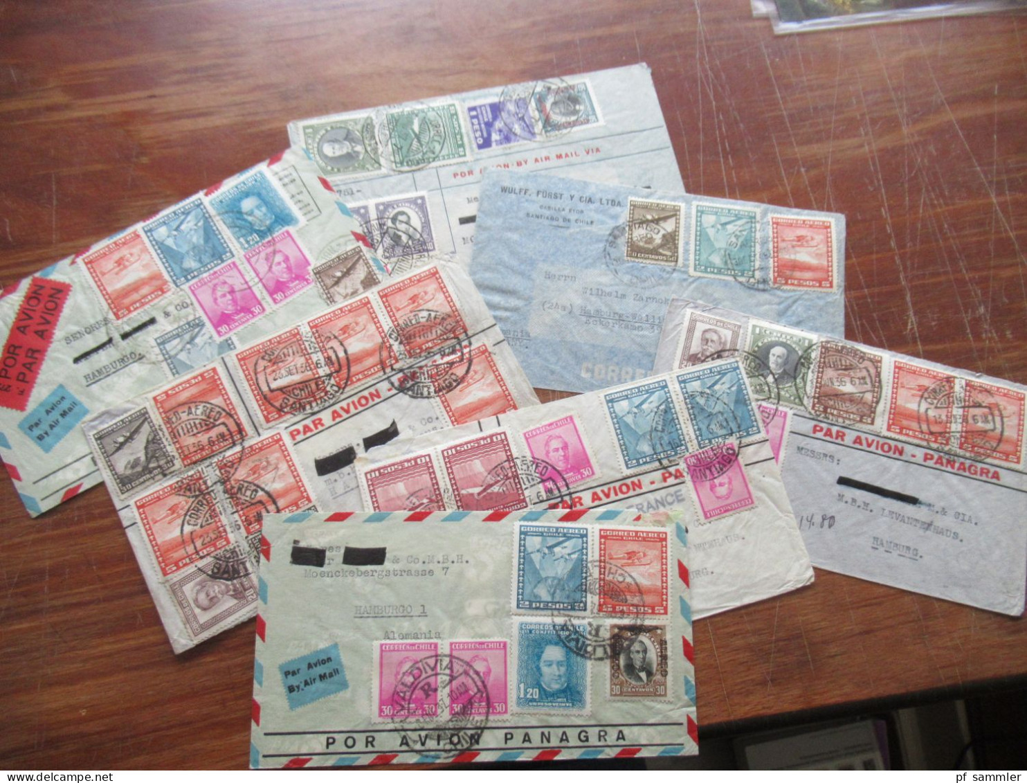 Chile 1937 Luftpost / Air Mail / Condor 7 Belege Nach Hamburg Gesendet! Schöne Und Interessante Frankaturen! - Chili