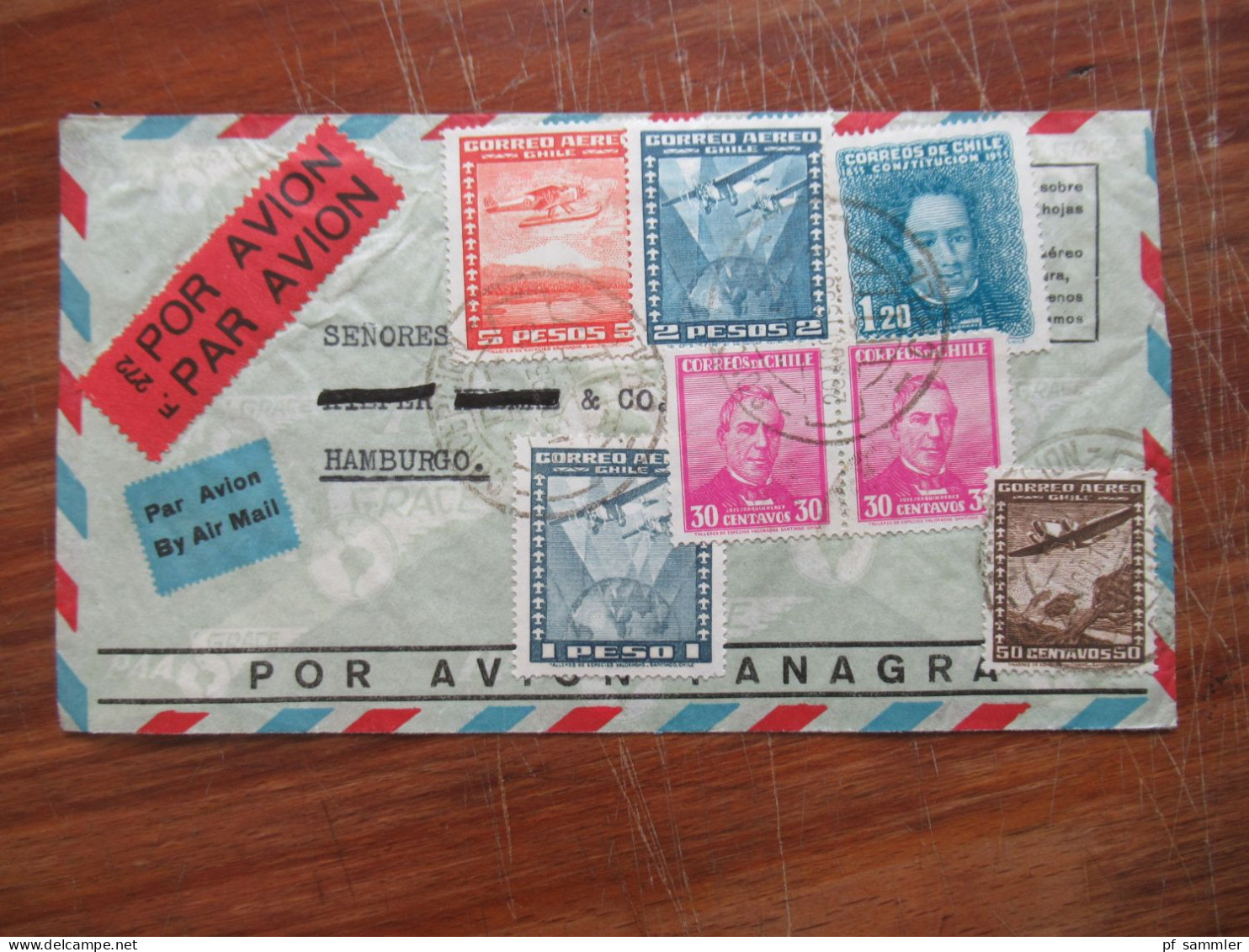 Chile 1937 Luftpost / Air Mail / Condor 7 Belege nach Hamburg gesendet! Schöne und interessante Frankaturen!