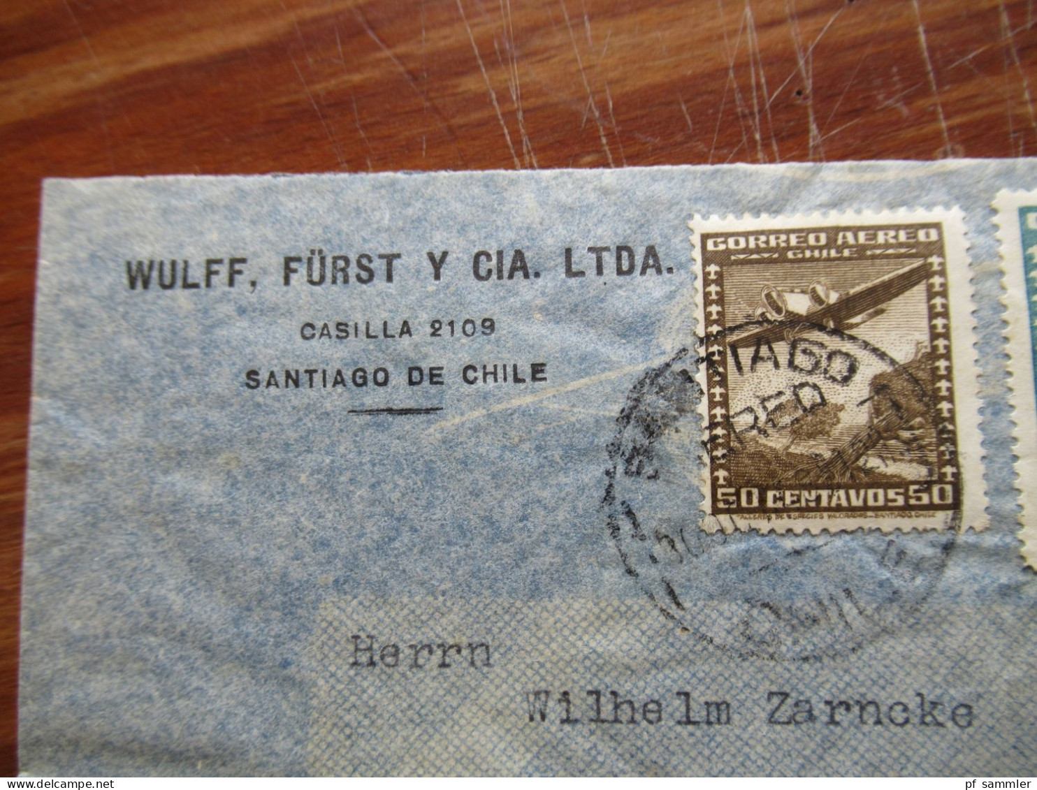 Chile 1937 Luftpost / Air Mail / Condor 7 Belege nach Hamburg gesendet! Schöne und interessante Frankaturen!