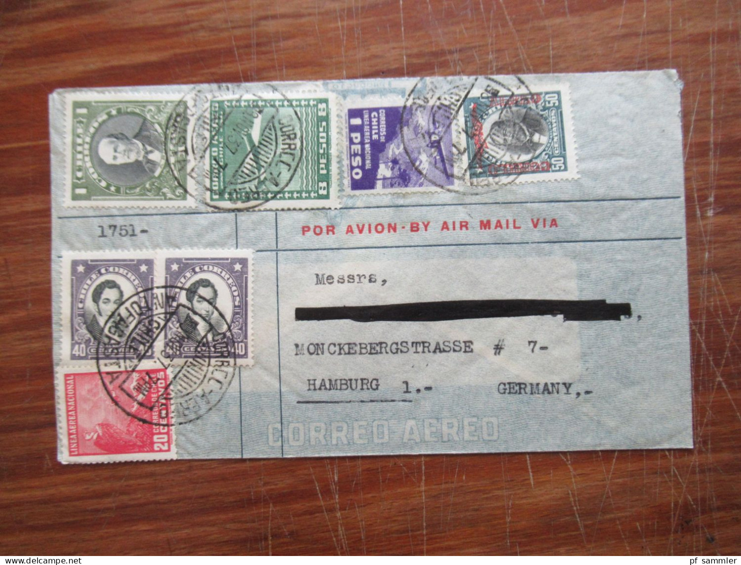 Chile 1937 Luftpost / Air Mail / Condor 7 Belege nach Hamburg gesendet! Schöne und interessante Frankaturen!