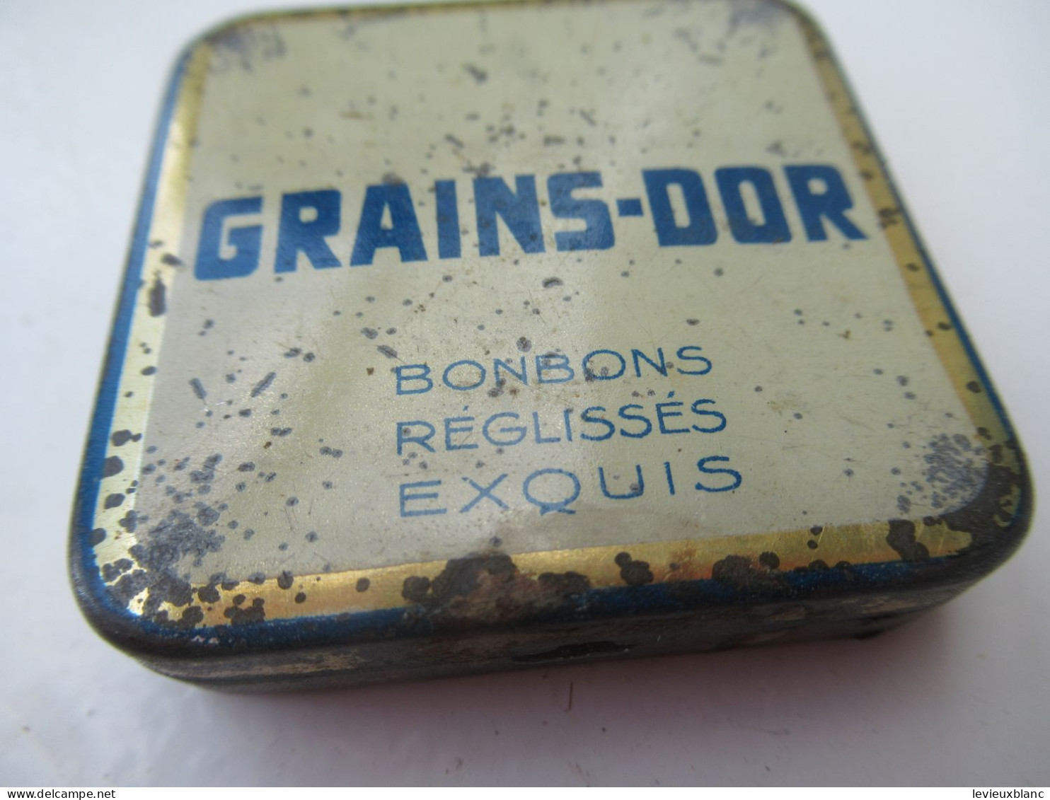 Boite Publicitaire Métallique/GRAINS D'OR Bonbons Réglissés Exquis/King-Bull/Saint Ouen /Vers 1960-1980  BFPP255 - Dosen