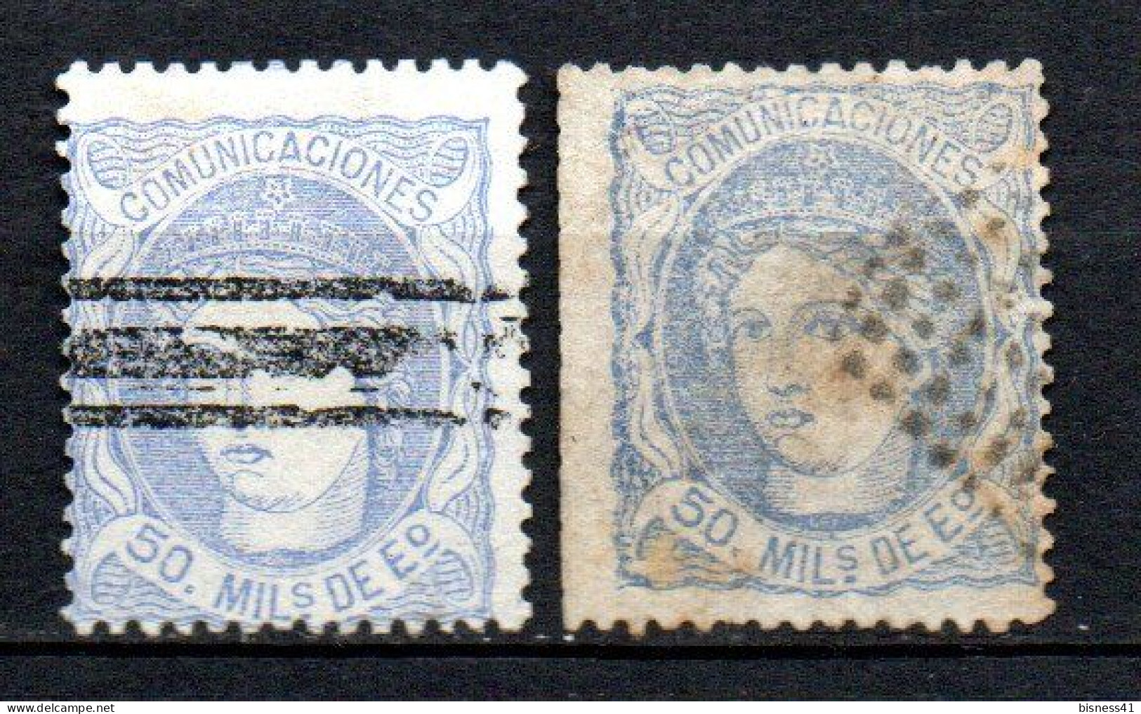 Col33 Espagne Spain 1870 N° 107 & 107a Oblitéré Cote : 8,00€ - Used Stamps