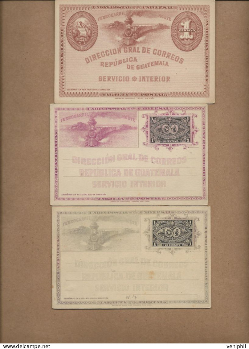 GUATEMALA -LOT DE 3 ENTIERS POSTAUX  -NEUFS  - ANNEE 1897 - Guatemala