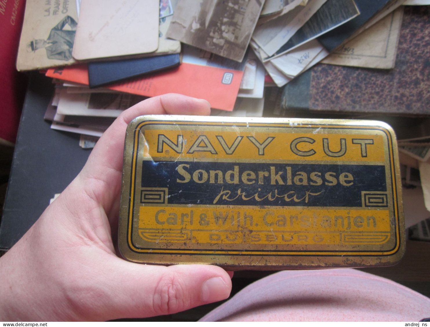 Old Tin Box Navy Cut Sonderkasse Privar Carl Wilh Carstanjen Duisburg - Boites à Tabac Vides