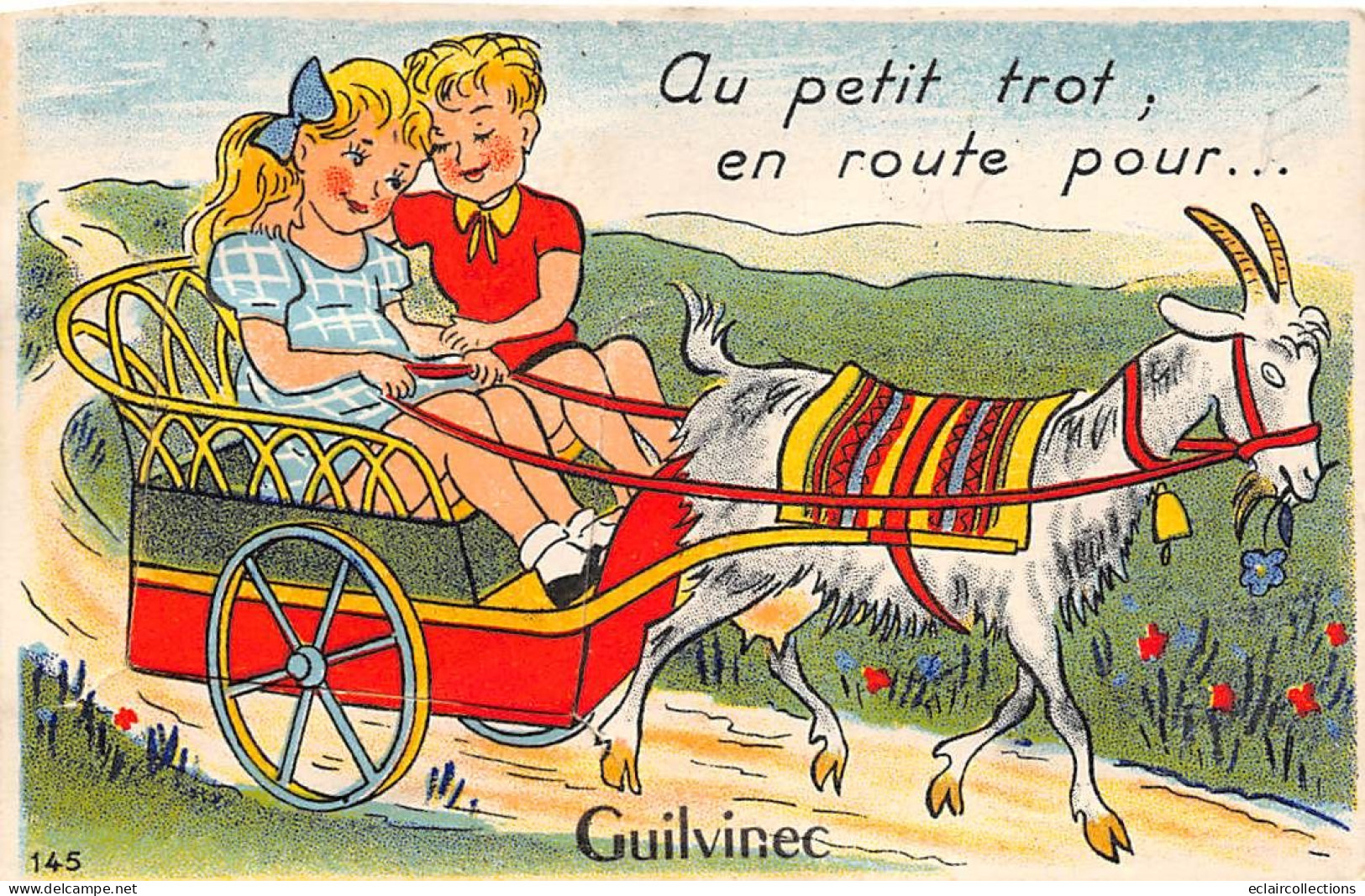 Guilvinec           29          Carte à Système..avec Dépliant. Attelage De Chèvre Au Petit Trot   ( Voir Scan) - Guilvinec