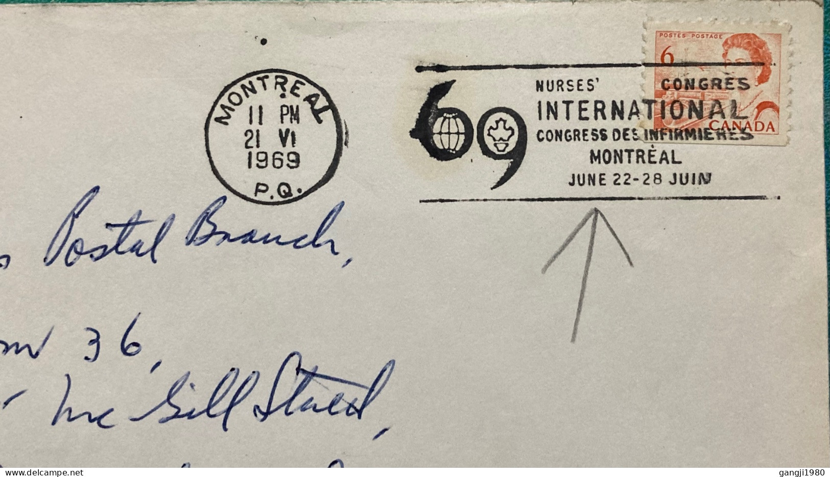 CANADA 1969, COVER USED TO CUSTOM POSTAL BRANCH, MACHINE SLOGAN, NURSES CONGRES INTERNATIONAL, FIRM DONALD S SLATER, MON - Covers & Documents