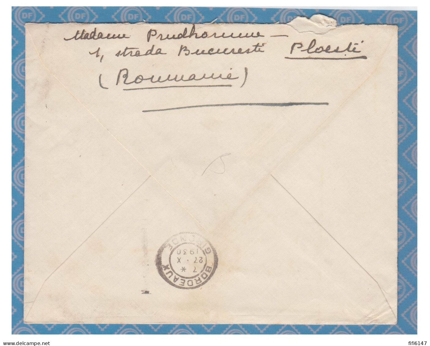 ROUMANIE -1930--Poste Aérienne -- Lettre De PLOESTI  Lpour BORDEAUX -- - Storia Postale