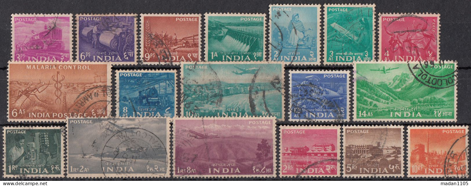 India 1955/59 Five Year Plan Complete Set 18v Including  Airmail, Tourism Sites, Definitives,  Fine Used. (o) - Oblitérés