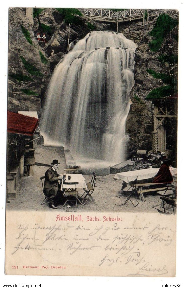 Allemagne-- HOHNSTEIN --1904--Amselfall  Saechs Schweiz ( Animée ) ..carte Précurseur ,cachet ,timbre - Hohnstein (Sächs. Schweiz)