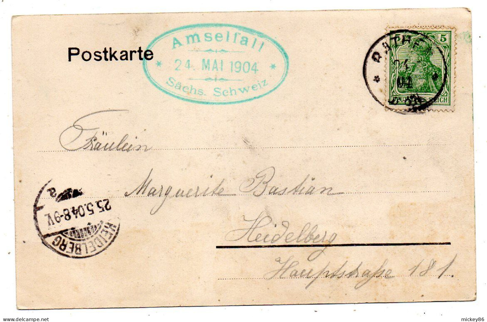 Allemagne-- HOHNSTEIN --1904--Amselfall  Saechs Schweiz ( Animée ) ..carte Précurseur ,cachet ,timbre - Hohnstein (Saechs. Schweiz)