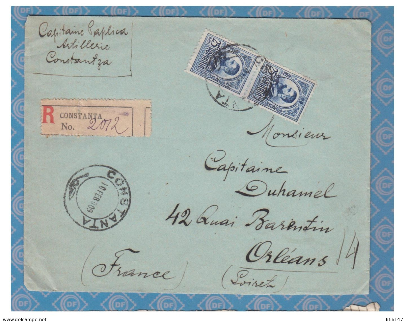 ROUMANIE -1909-- Lettre Recommandée De CONSTANTA Pour ORLEANS  -- - Poststempel (Marcophilie)