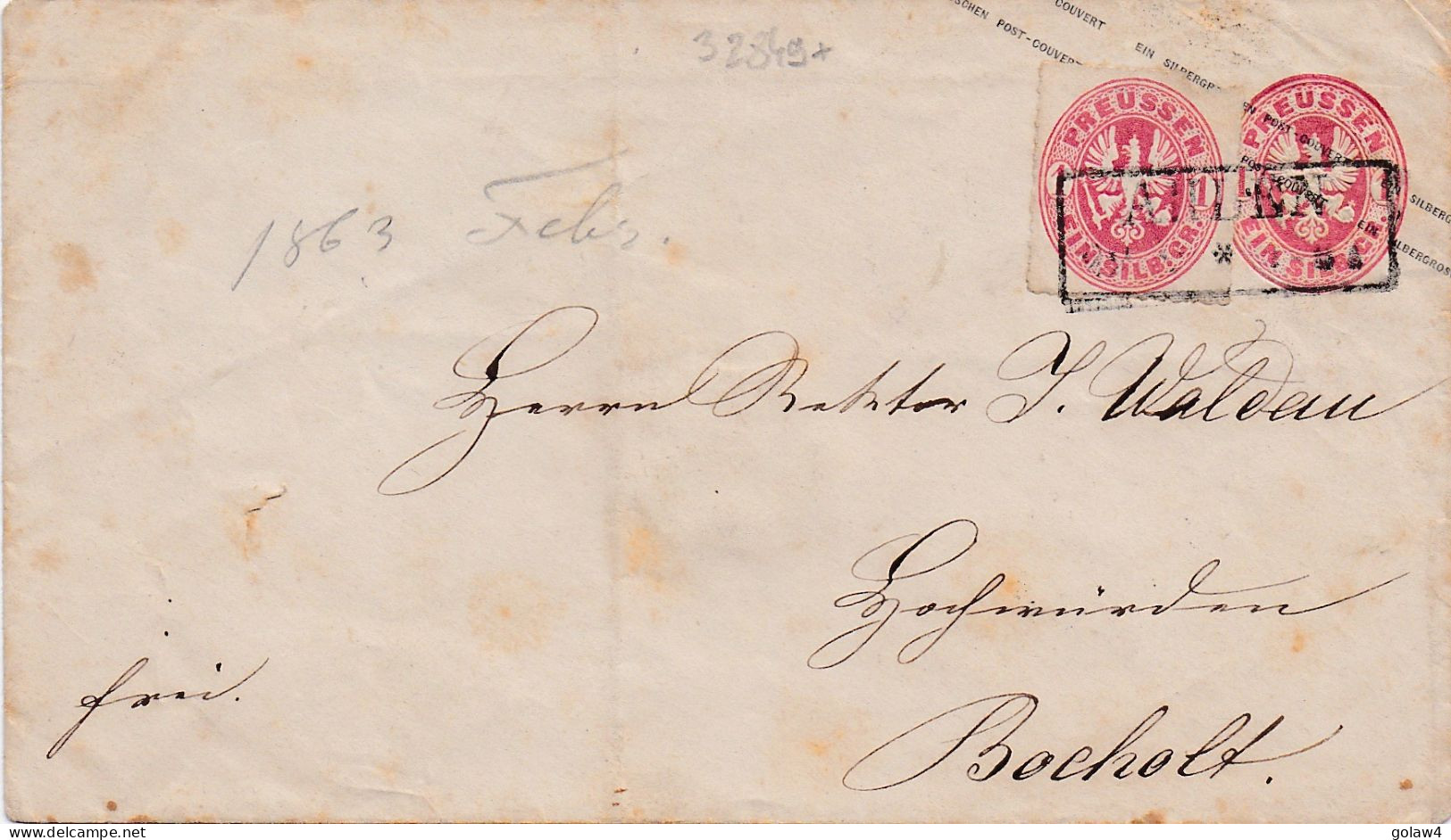 32849# PREUSSEN PRUSSE Obl AHLEN 1863 ? BOCHOLT ENTIER POSTAL GANZSACHE - Postwaardestukken