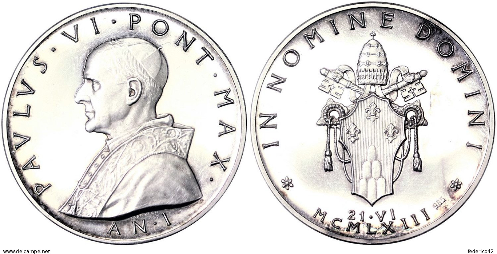 4 Medaglie Argento Ufficiali Vaticano Paolo VI° FDC 1963-1965-1971-1974 PESO TOTALE 180 Gr. - Royal/Of Nobility