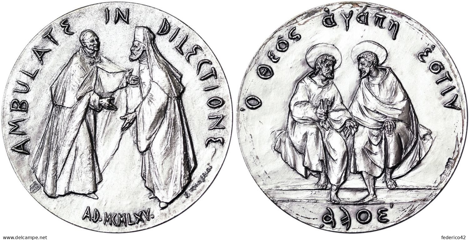 4 Medaglie Argento Ufficiali Vaticano Paolo VI° FDC 1963-1965-1971-1974 PESO TOTALE 180 Gr. - Adel