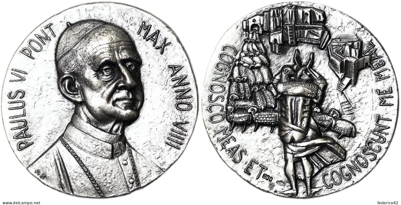 4 Medaglie Argento Ufficiali Vaticano Paolo VI° FDC 1963-1965-1971-1974 PESO TOTALE 180 Gr. - Adel