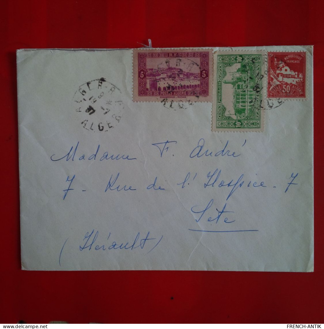 LETTRE ALGER DIRECTION DES DOUANES POUR SETE - Storia Postale