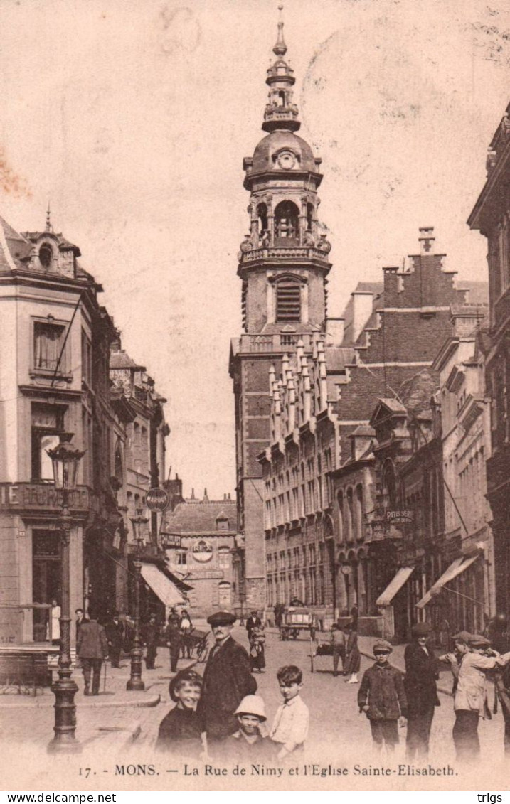 Mons - La Rue De Nimy Et L'Église Sainte Elisabeth - Mons